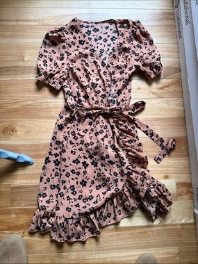 Floral Ruffle Wrap Dress